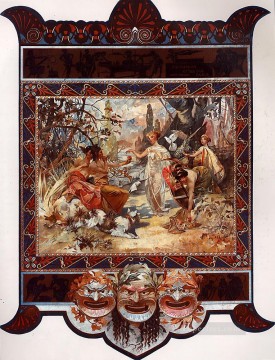  tinto Pintura - El Juicio de París 1895 calendario checo Art Nouveau distinto Alphonse Mucha